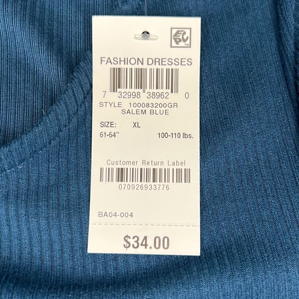 Epic Threads Girls Salem Blue Long Sleeve V-Neck Side Stripe Dress Size XL - Picture 9 of 10